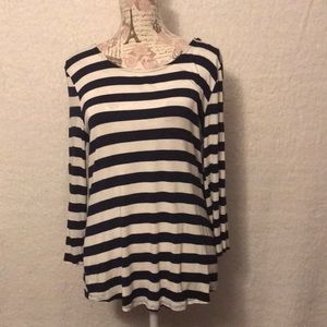 Tie Back Navy and White top